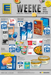 EDEKA Prospekt der Woche "Aktuelle Angebote" Seite 1, 16.06.2025 bis 21.06.2025 für Köln Aktueller EDEKA Prospekt "Aktuelle Angebote" Seite 1 von 8 Seiten für Köln